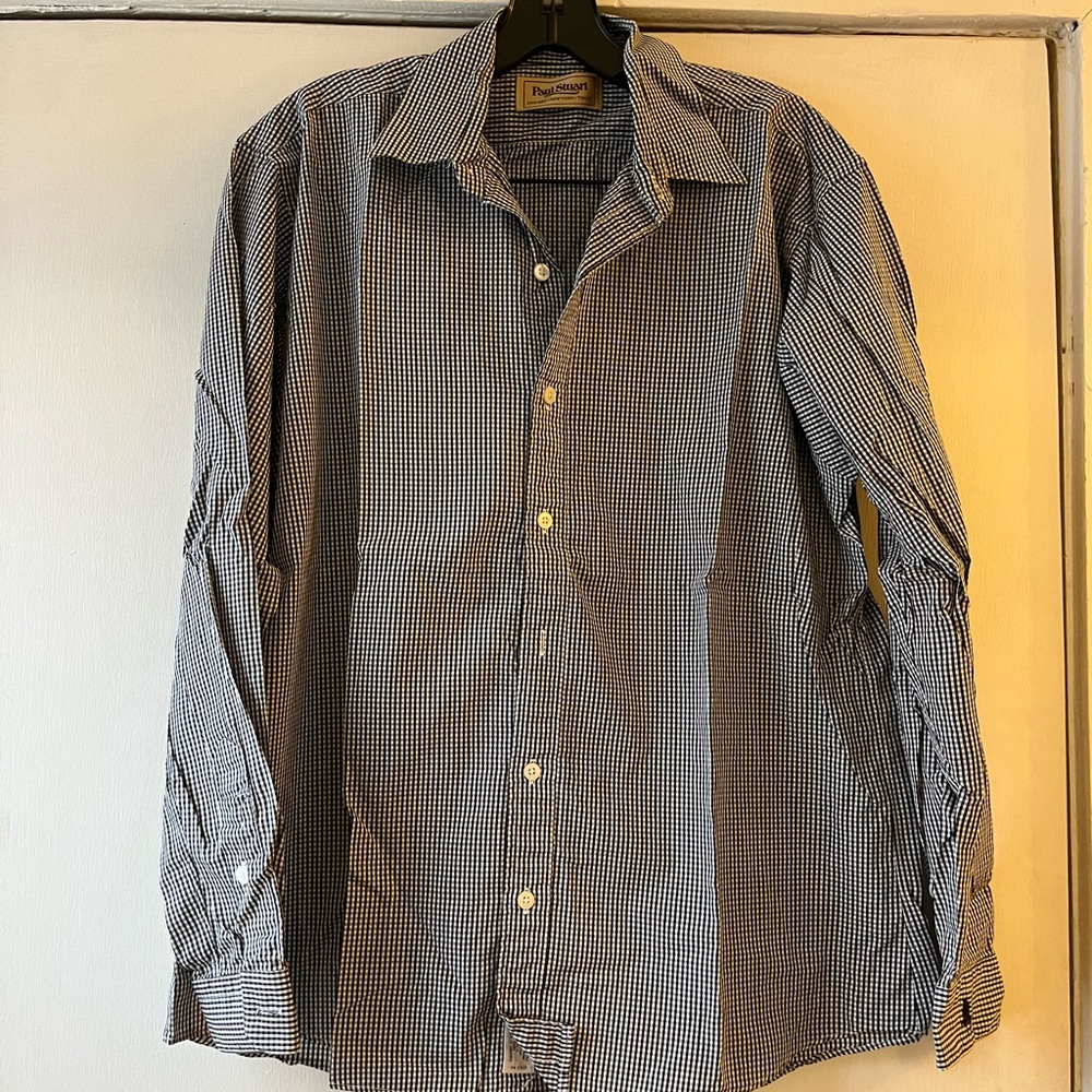 Paul Stuart gingham plaid check button down shirt